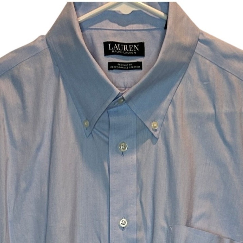 Lauren Ralph Lauren‎ Men's Light Blue Performance Stretch Dress Shirt 17 32/33